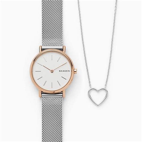 ancher steel-mesh watch and katrine necklace box set skw1086|Skagen Ancher Gift Set SKW1086 .